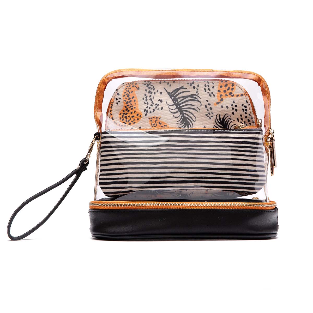 3-In-1 Cosmetic Bag - Cheetah/Stripe