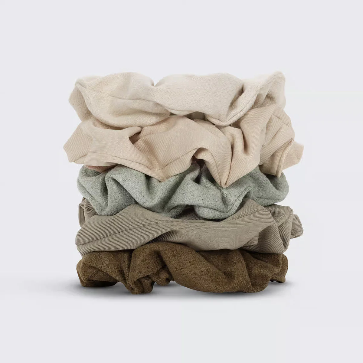 Assorted Textured Scrunchies 5pc Set - Eucalyptus - Image 2
