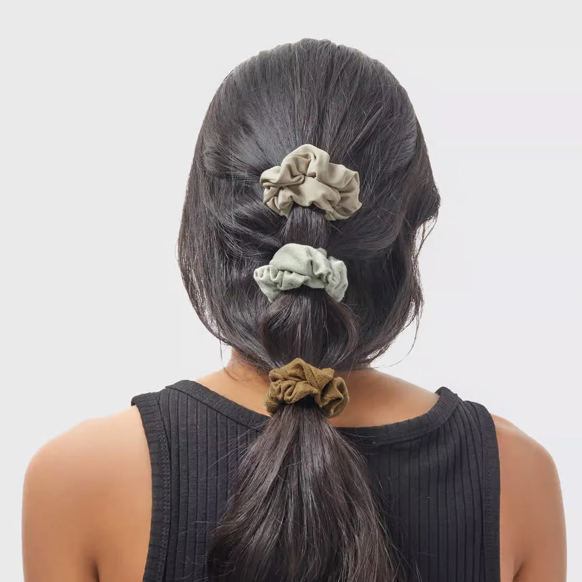 Assorted Textured Scrunchies 5pc Set - Eucalyptus - Image 3