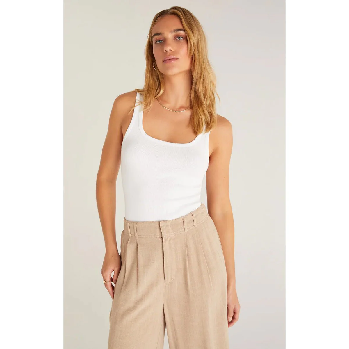 Audrey Rib Tank in White