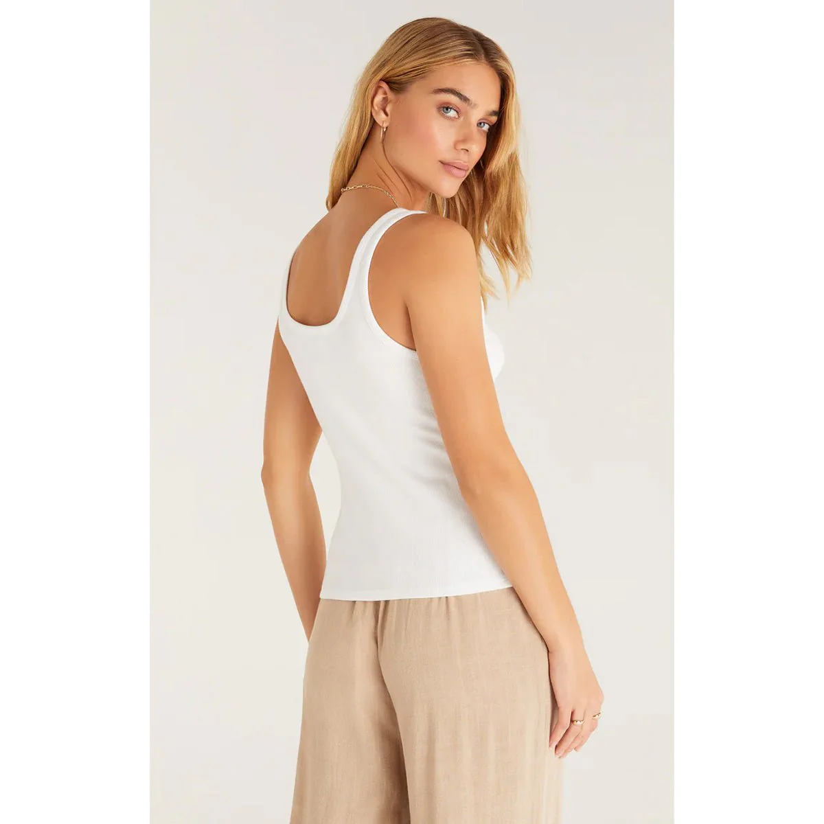 Audrey Rib Tank in White - Image 2