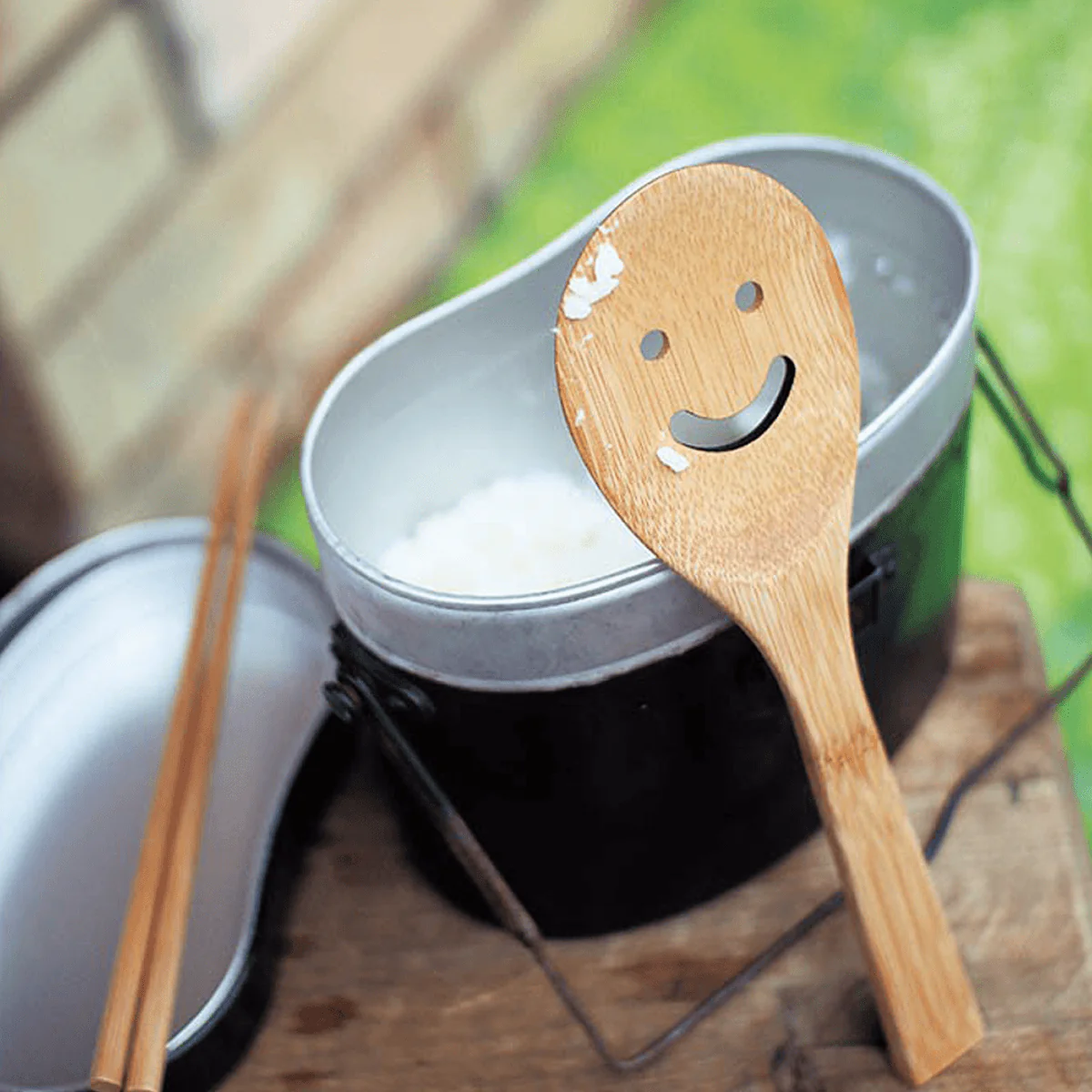 Bamboo Smiley Face Slotted Spoon - Image 2