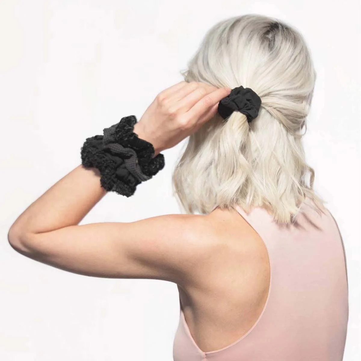 Black Textured Scrunchies - Image 3
