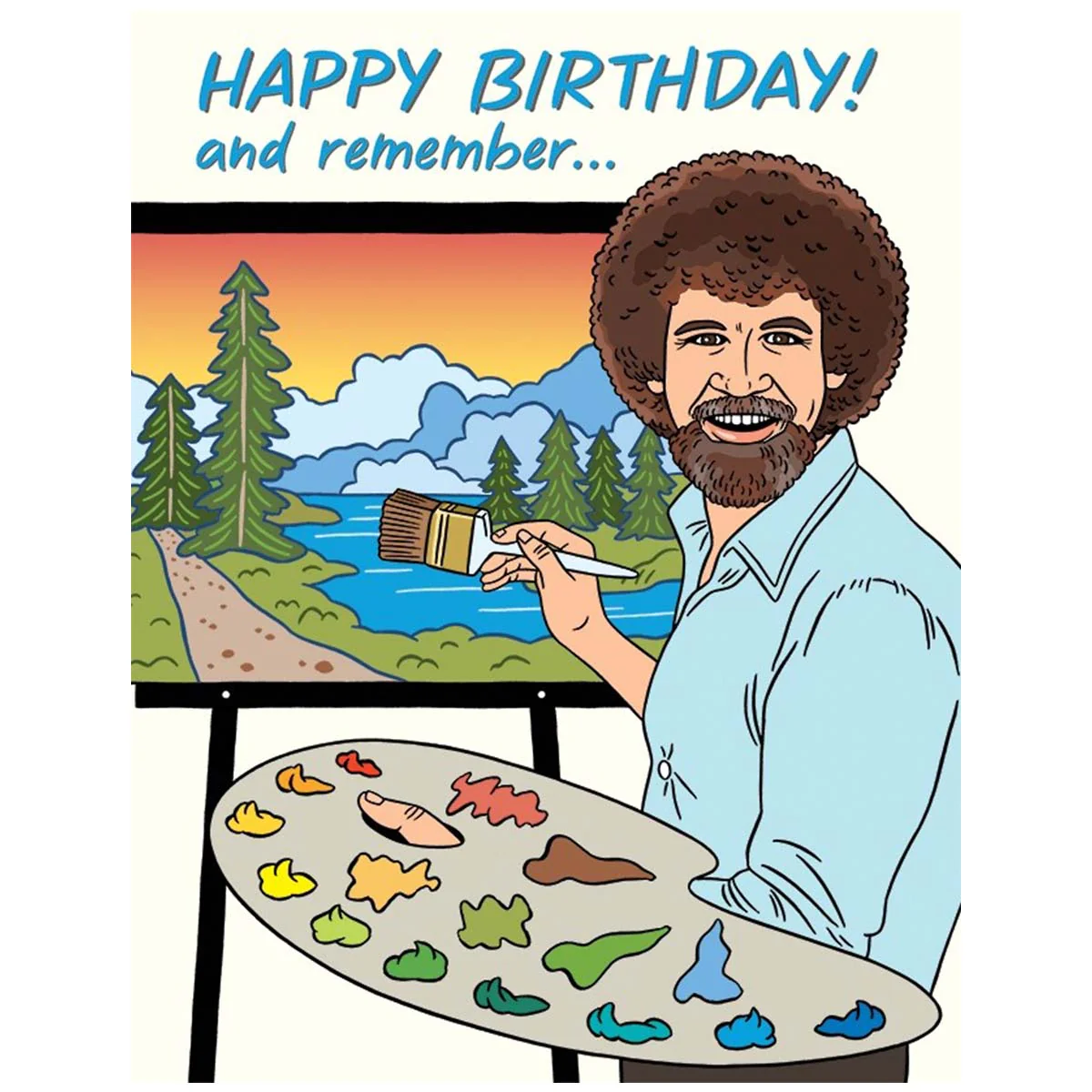 Bob Ross No Mistakes Birthday Card