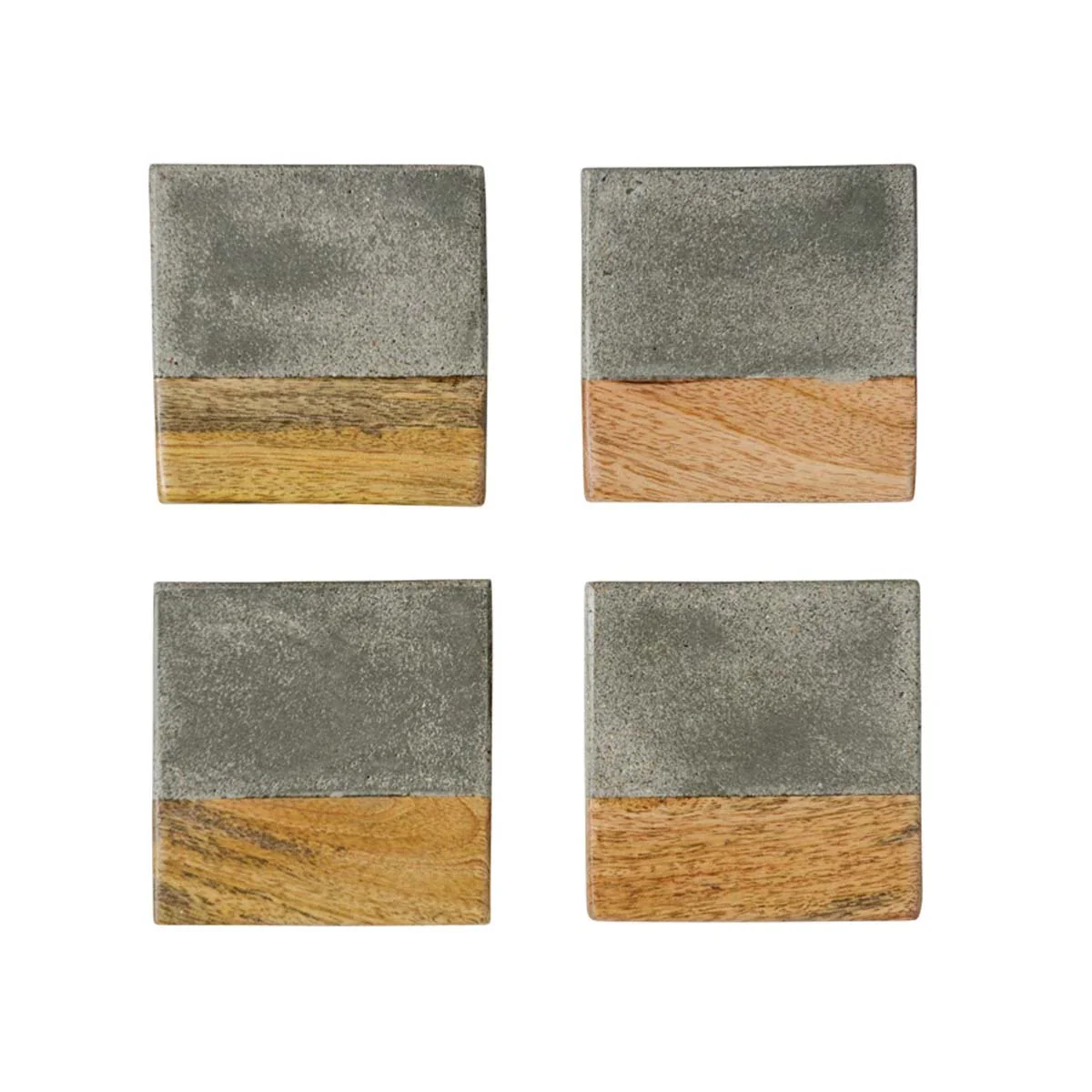 Cement and Wood Coaster S/4