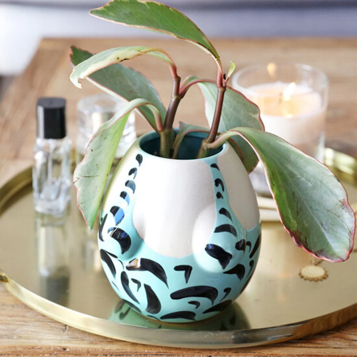 Ceramic Turquoise Swimsuit Planter