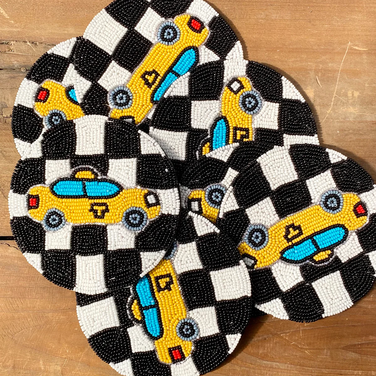Checkered Cab Beaded Coaster - Image 3