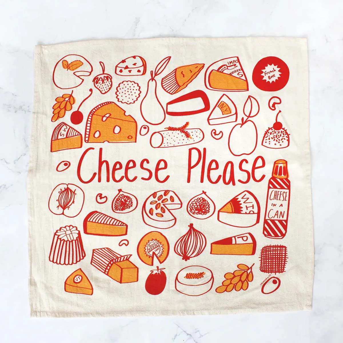 Cheese Please Tea Towel in Yellow and Red - Image 2