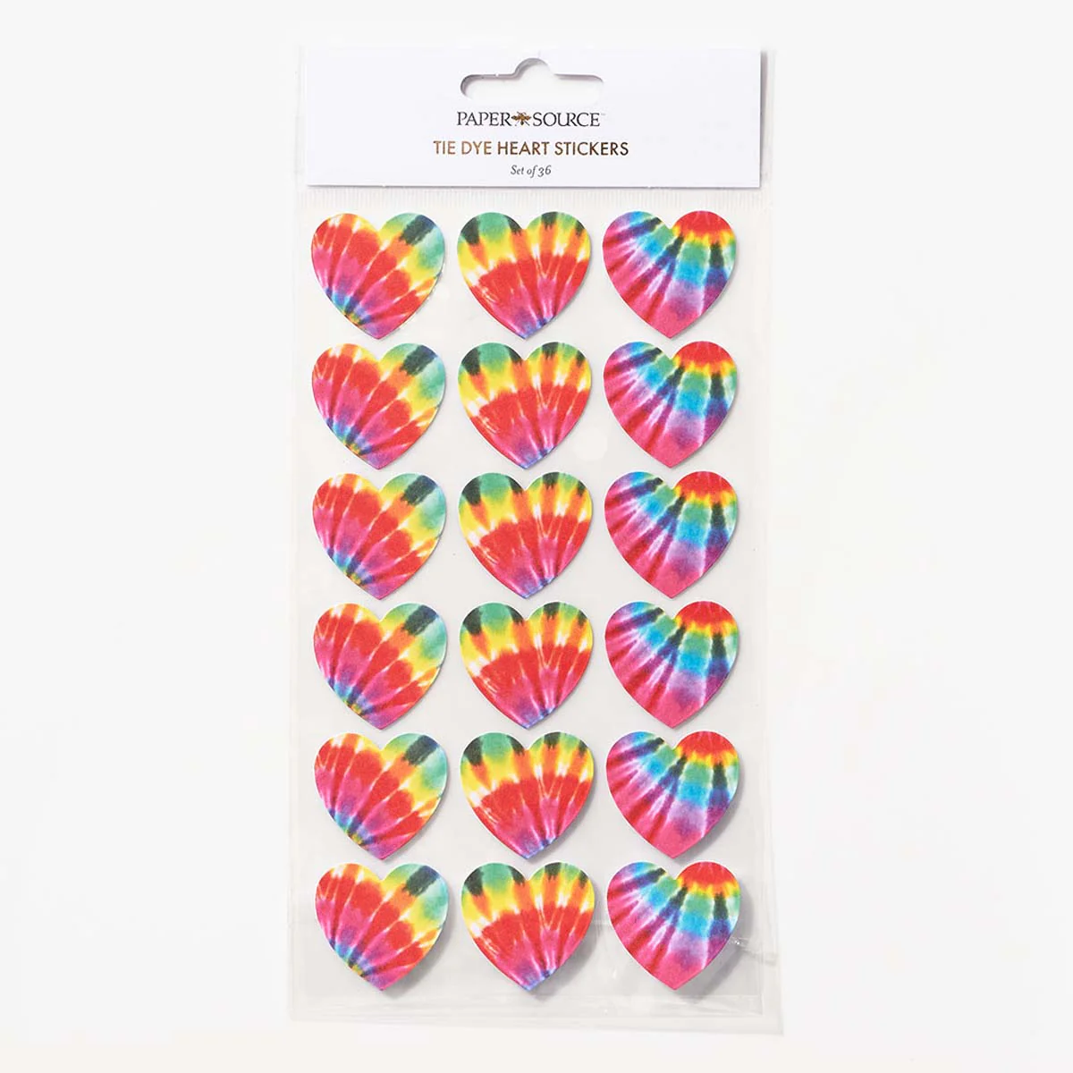 Colorful Tie Dye Heart Sticker Sheet - Set/ 36