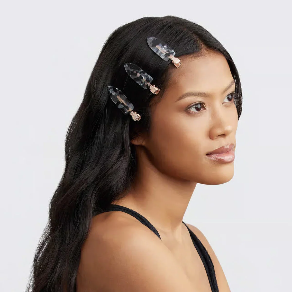 Creaseless Hair Clips- Black Terrazzo - Image 3