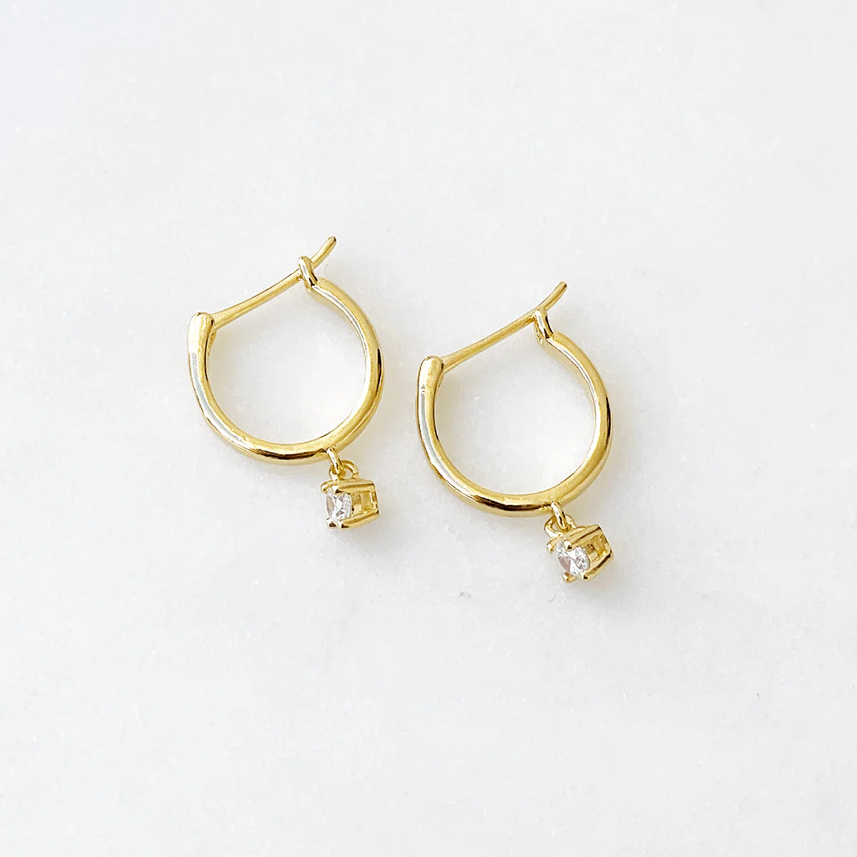 CZ Drop Huggie Earrings