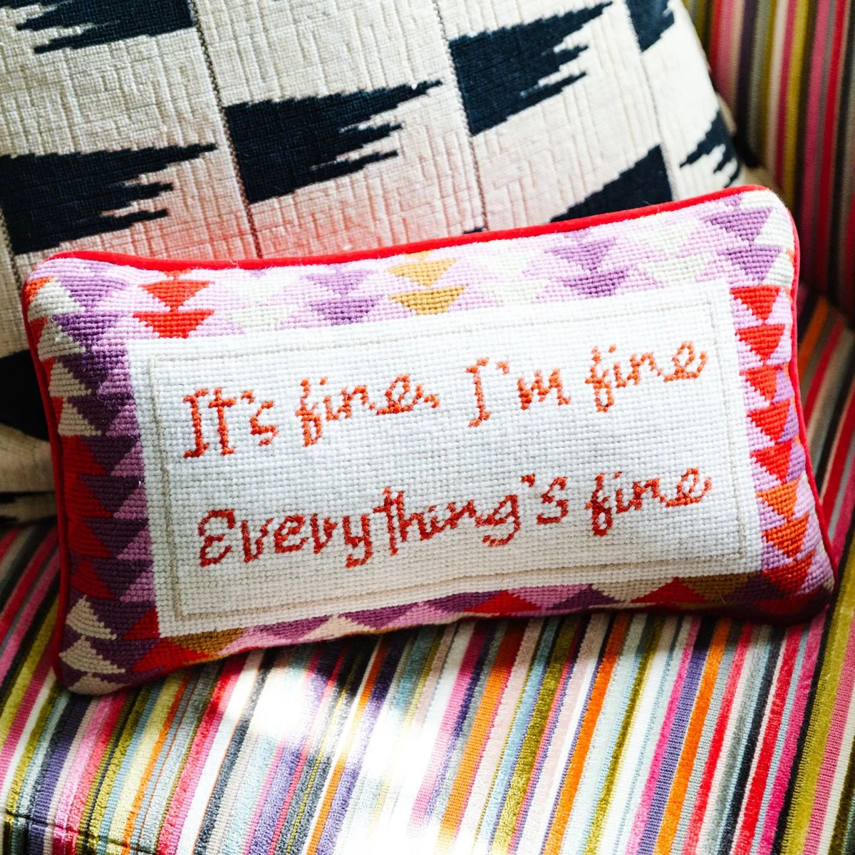 Everything's Fine Needlepoint Pillow - Image 2