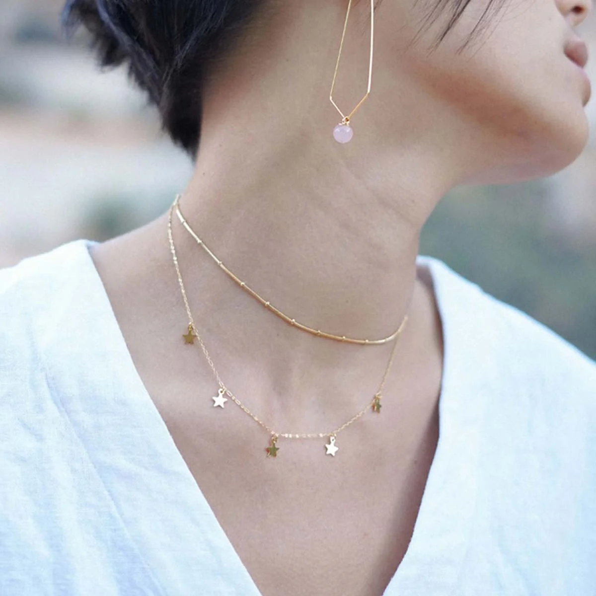 Five Charm Necklace - Stars - Image 2