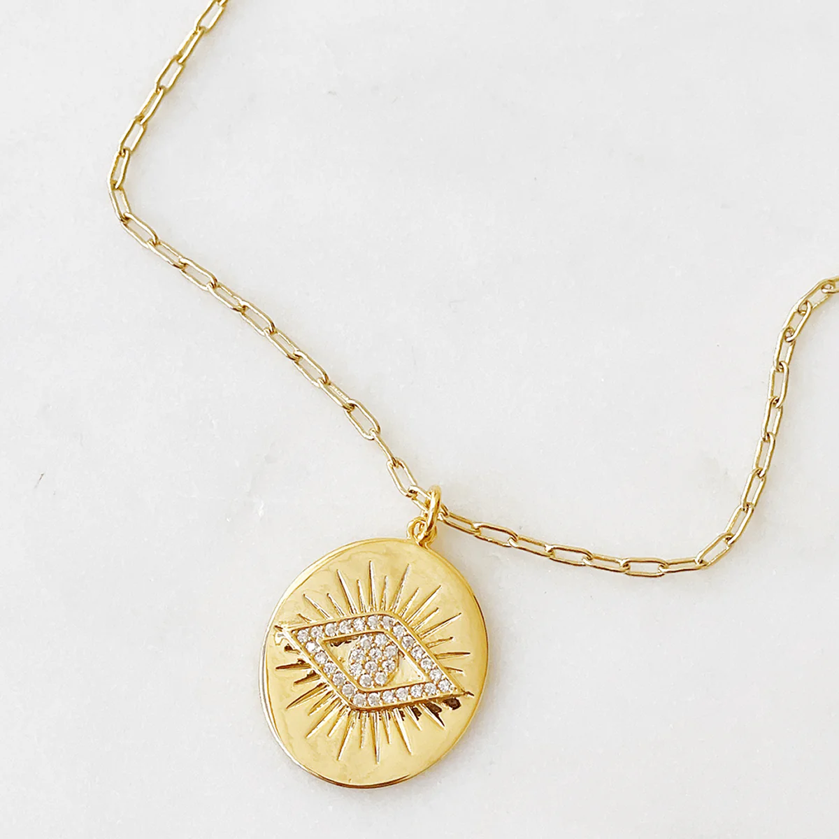Gilded Evil Eye Coin Necklace