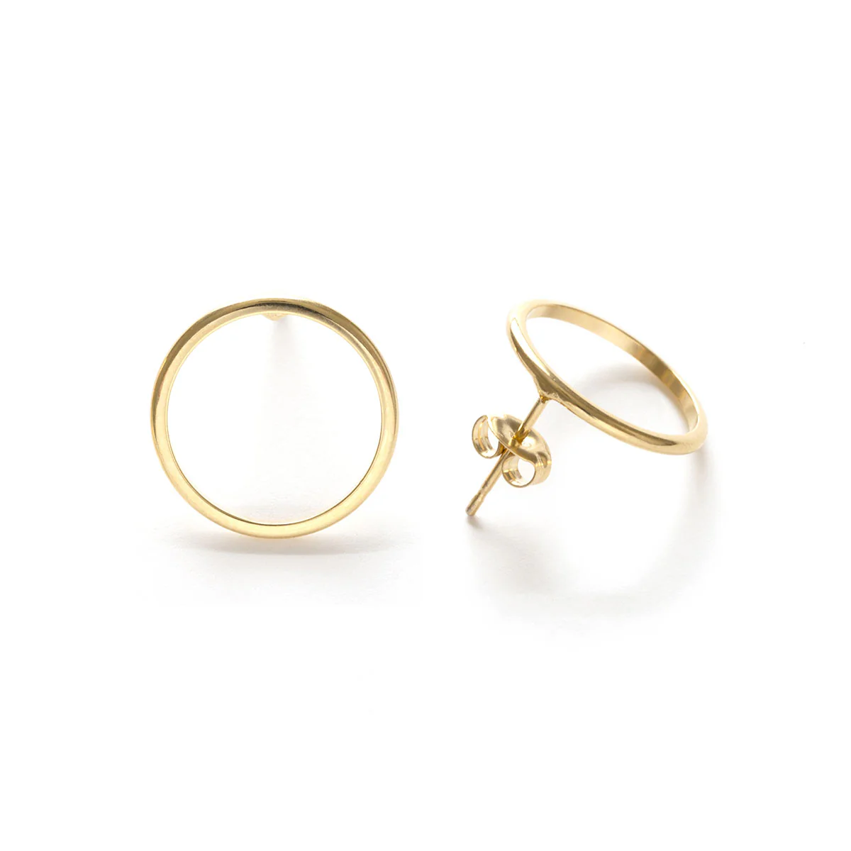 Gold Amano Studs - Modern Circle Studs - Image 3