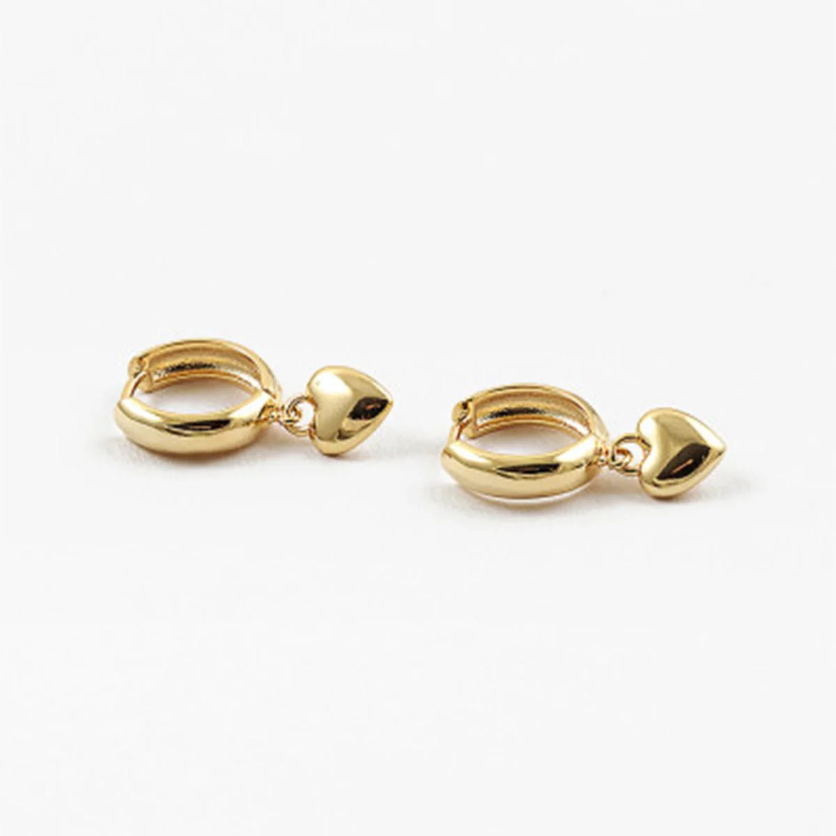 Gold Heart Huggie Hoop Earrings