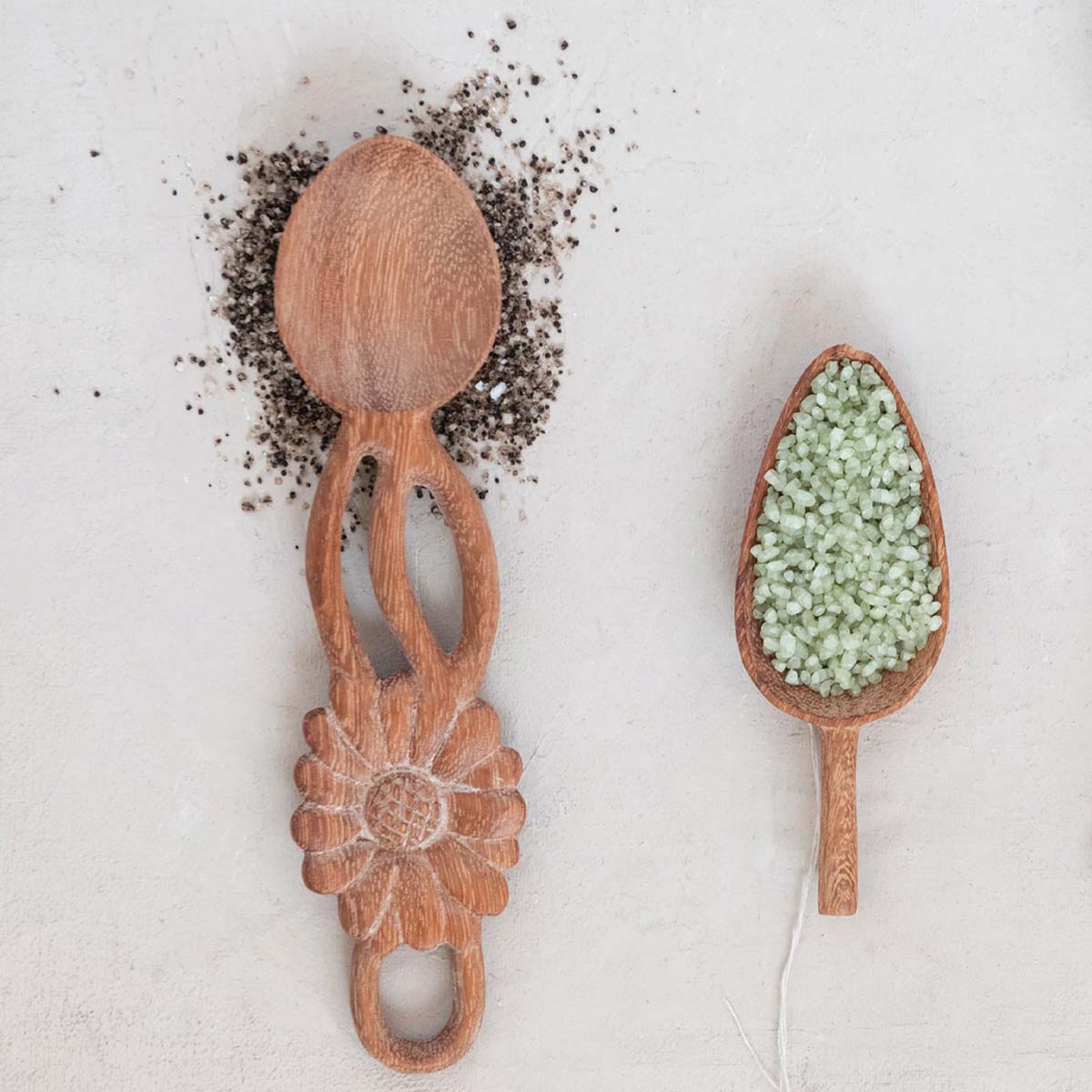 Hand-Carved Doussie Wood Spoon with Flower Handle - Image 2