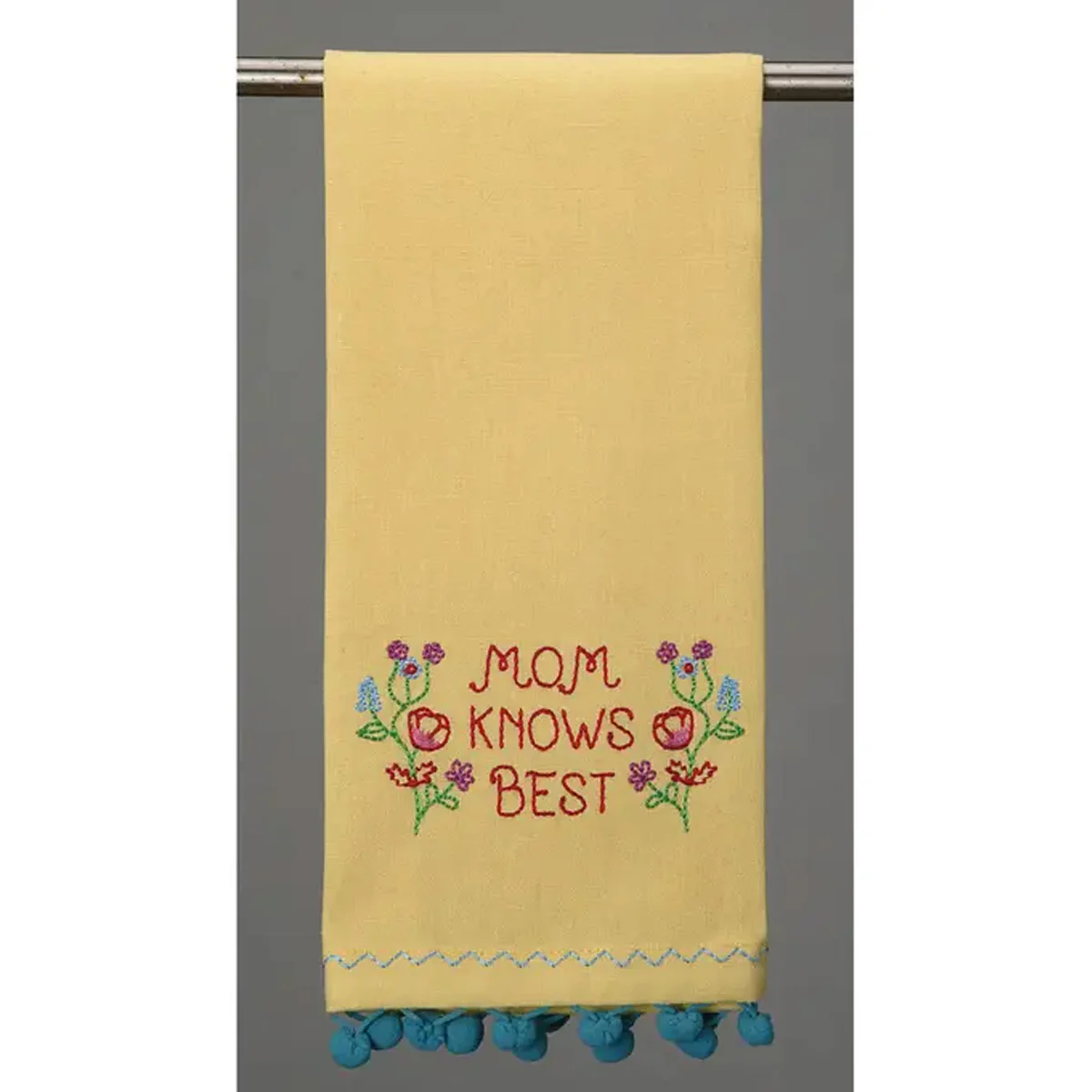 Mom Knows Best Embroidered Kitchen Towel