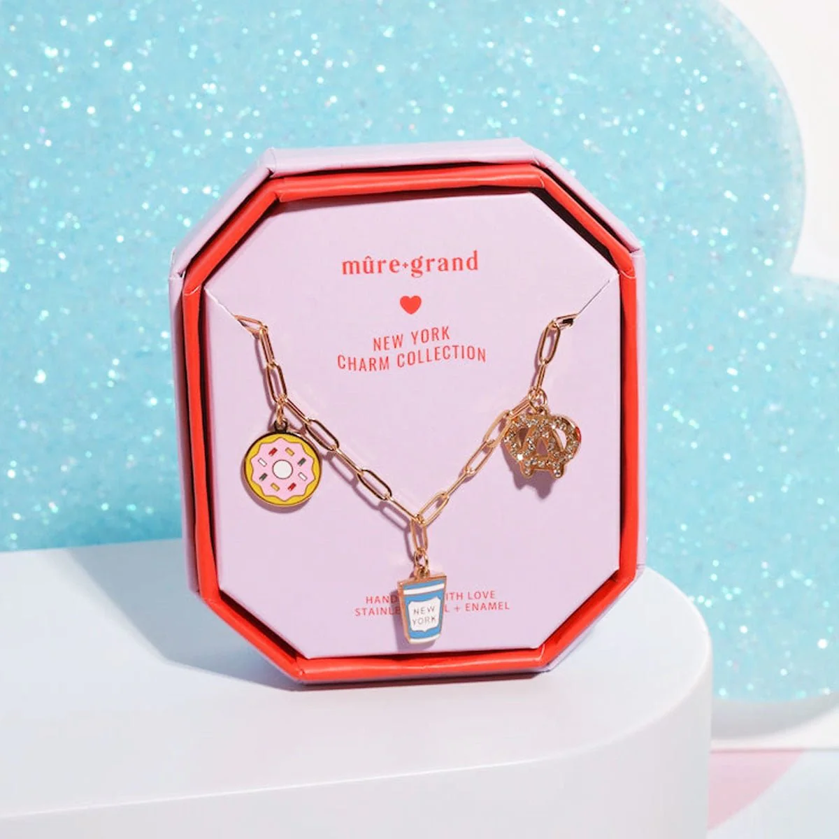 New York Cheap Eats Enamel Charm Necklace