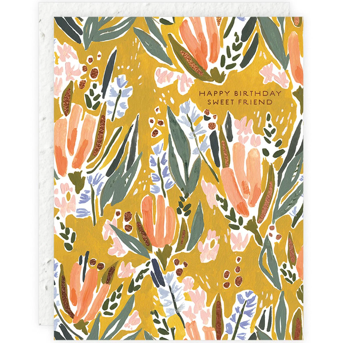 Pink And Blue On Gold Plantable Birthday Card