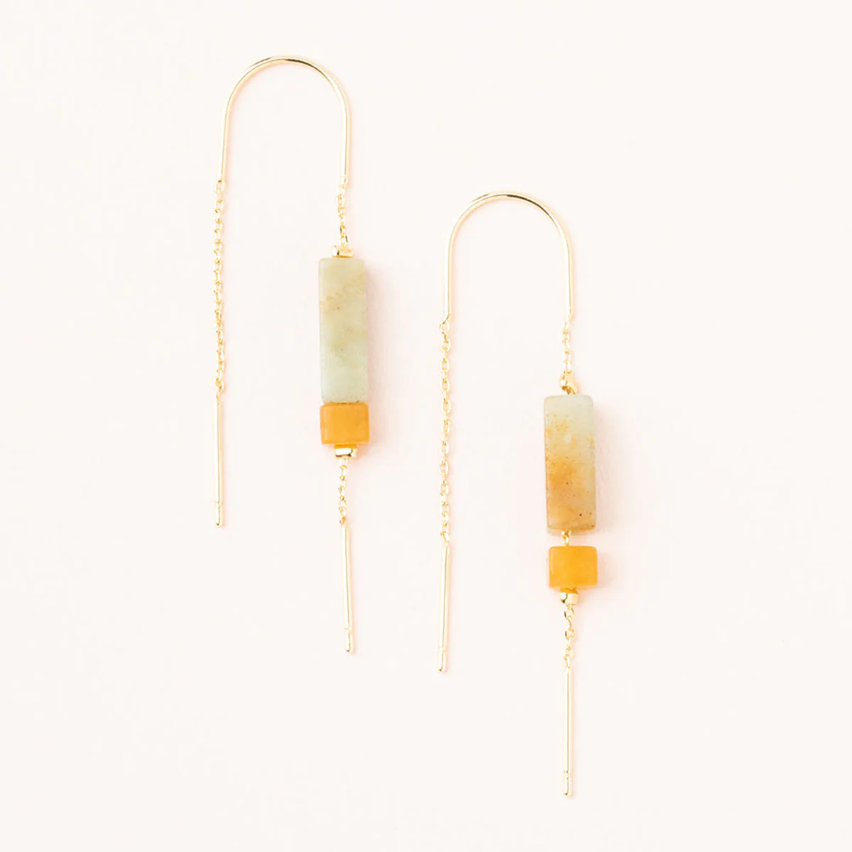 Rectangle Stone Threader Earring - Image 3