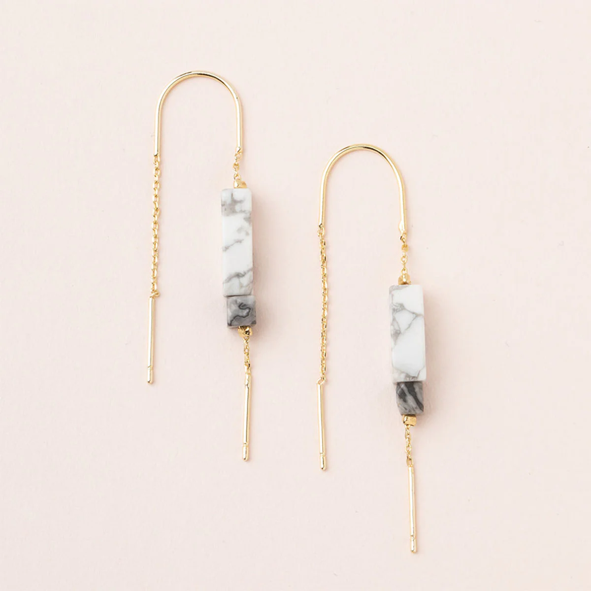 Rectangle Stone Threader Earring - Image 4