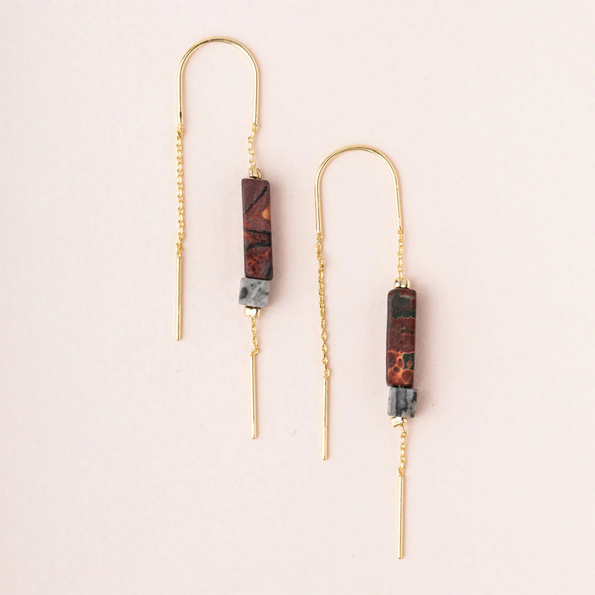 Rectangle Stone Threader Earring - Image 5