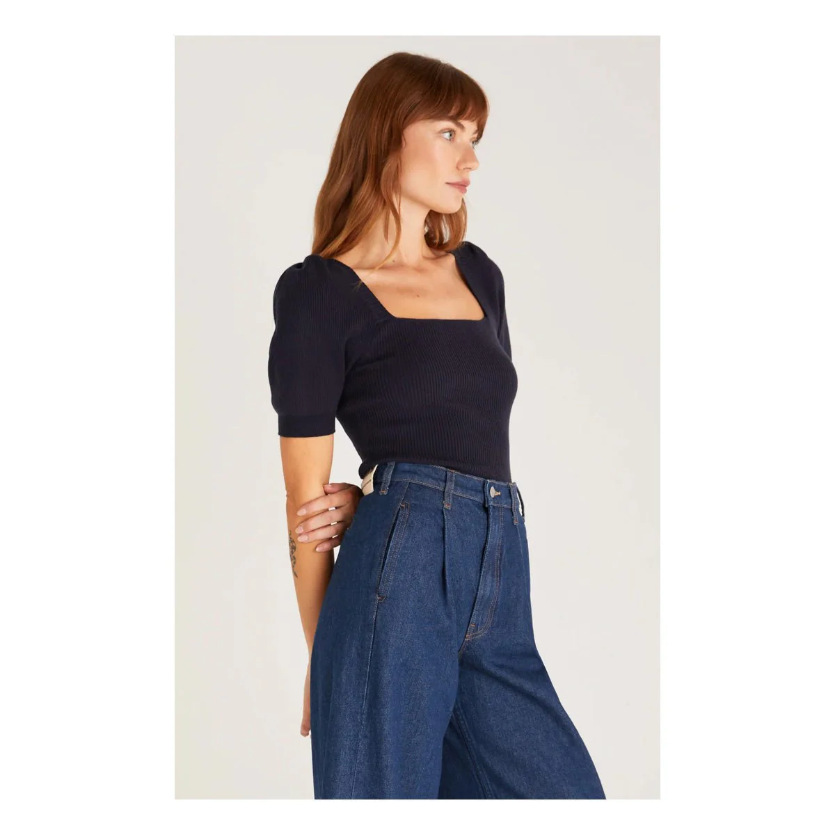 Sibyl Sweater Top in Deep Navy - Image 2