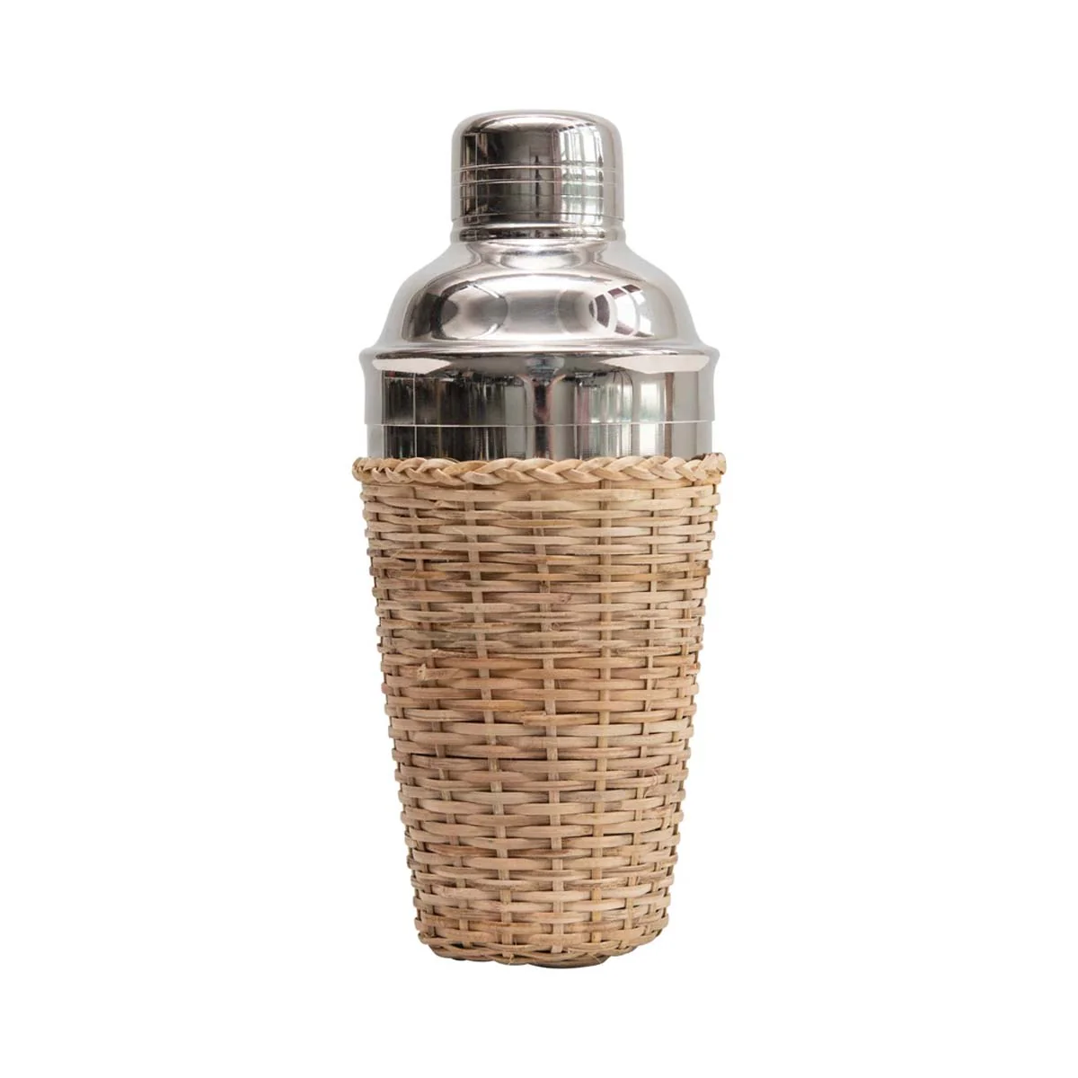 Stainless Steel Cocktail Shaker with Rattan Sleeve