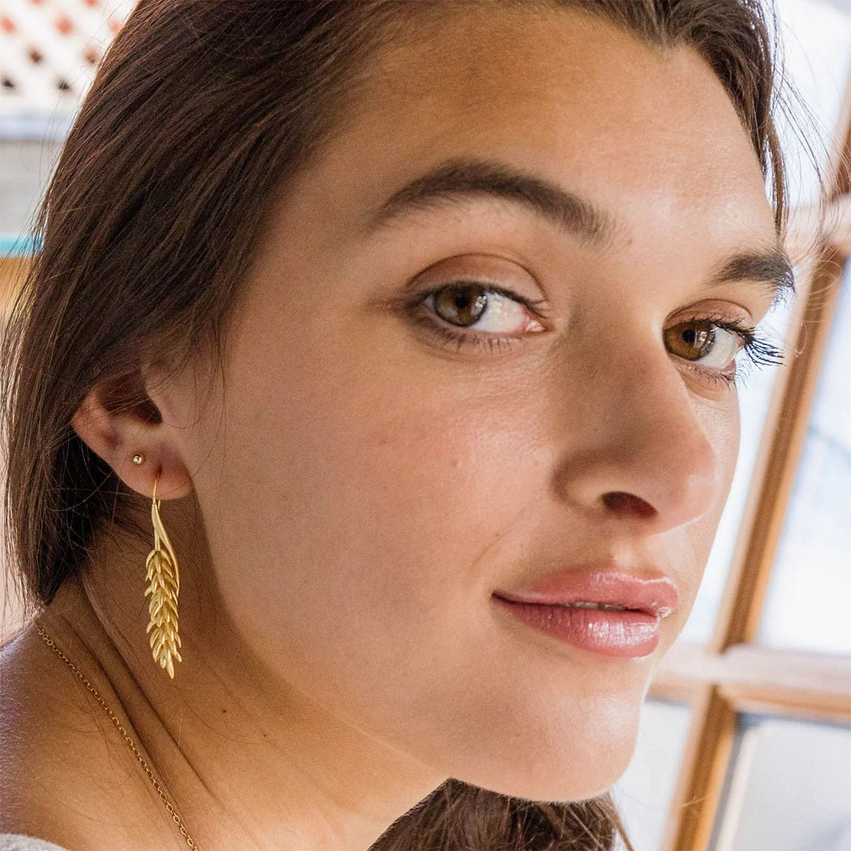 Tropical Flower Drop Earrings - Image 3