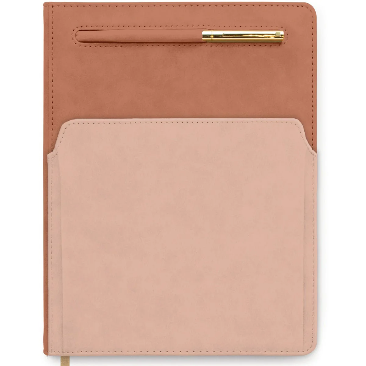 Vegan Leather Pocket Journal - Terracotta & Blush Color Block